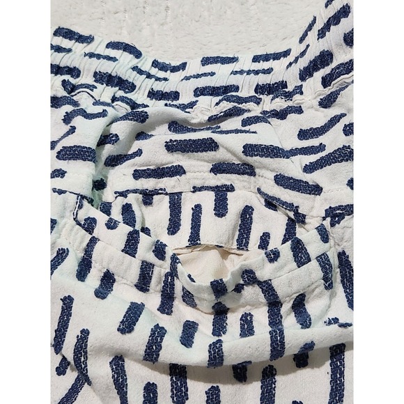 Anthropologie Boho Paper Bag Shorts Women's Large White Blue Striped Tie Belt - Picture 8 of 8